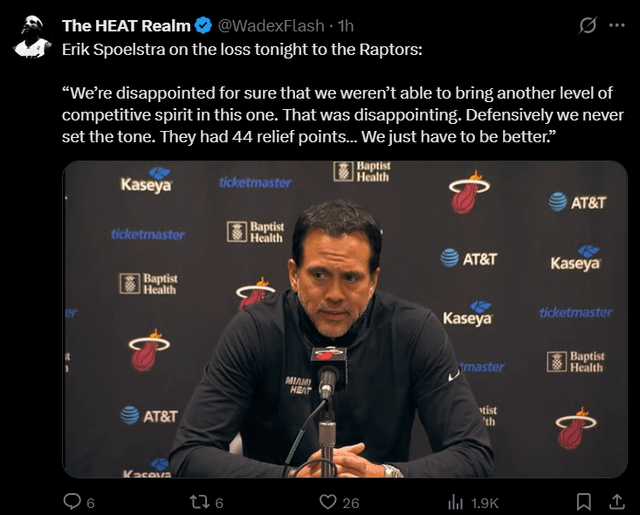 体育投注-热火0-5猛龙后斯波又念同一套台词,球迷:这录音机修不好了